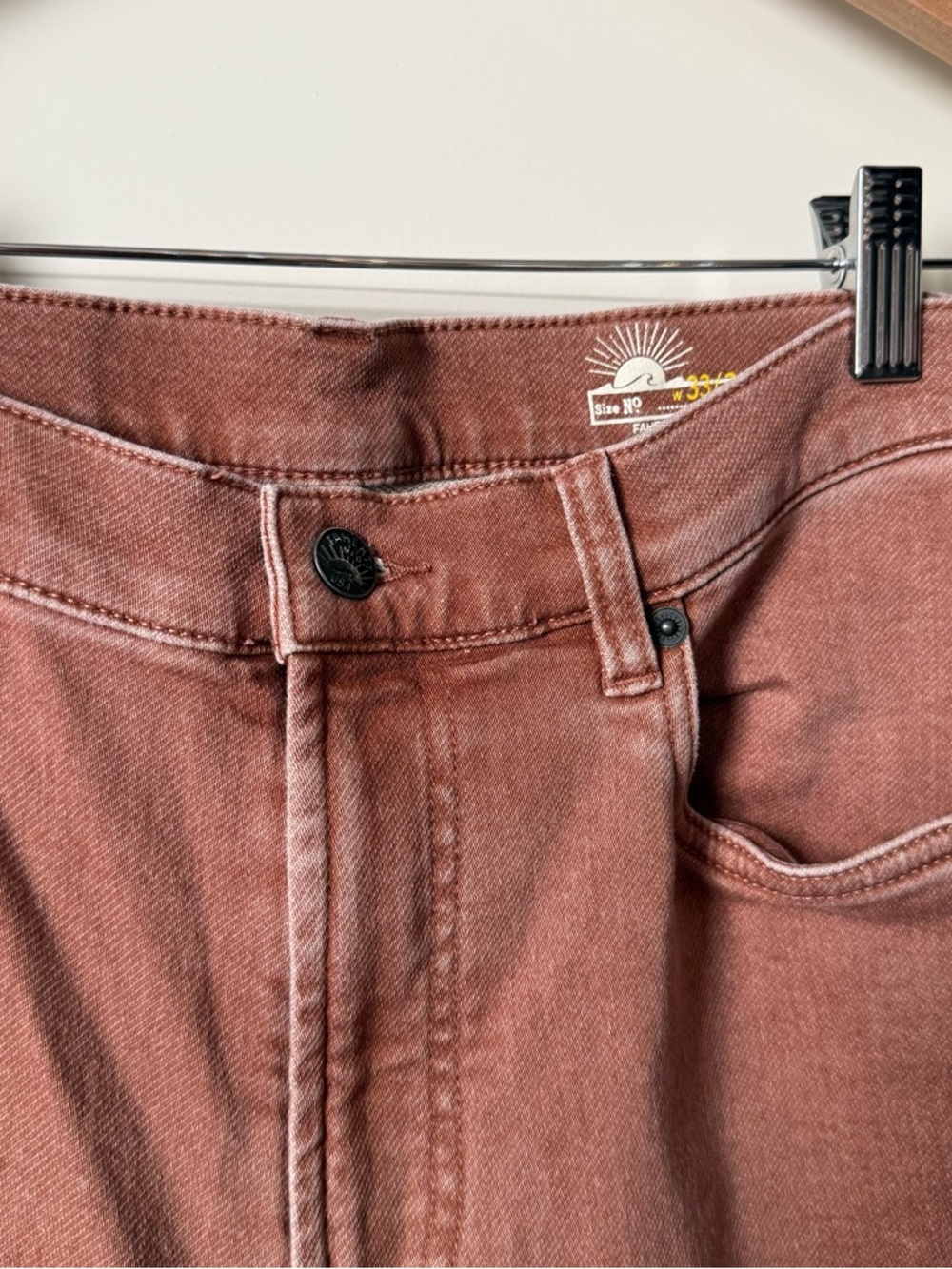 Faherty Straight Leg Jeans W33 L32 Dusty Rust Garment Dyed Premium Denim